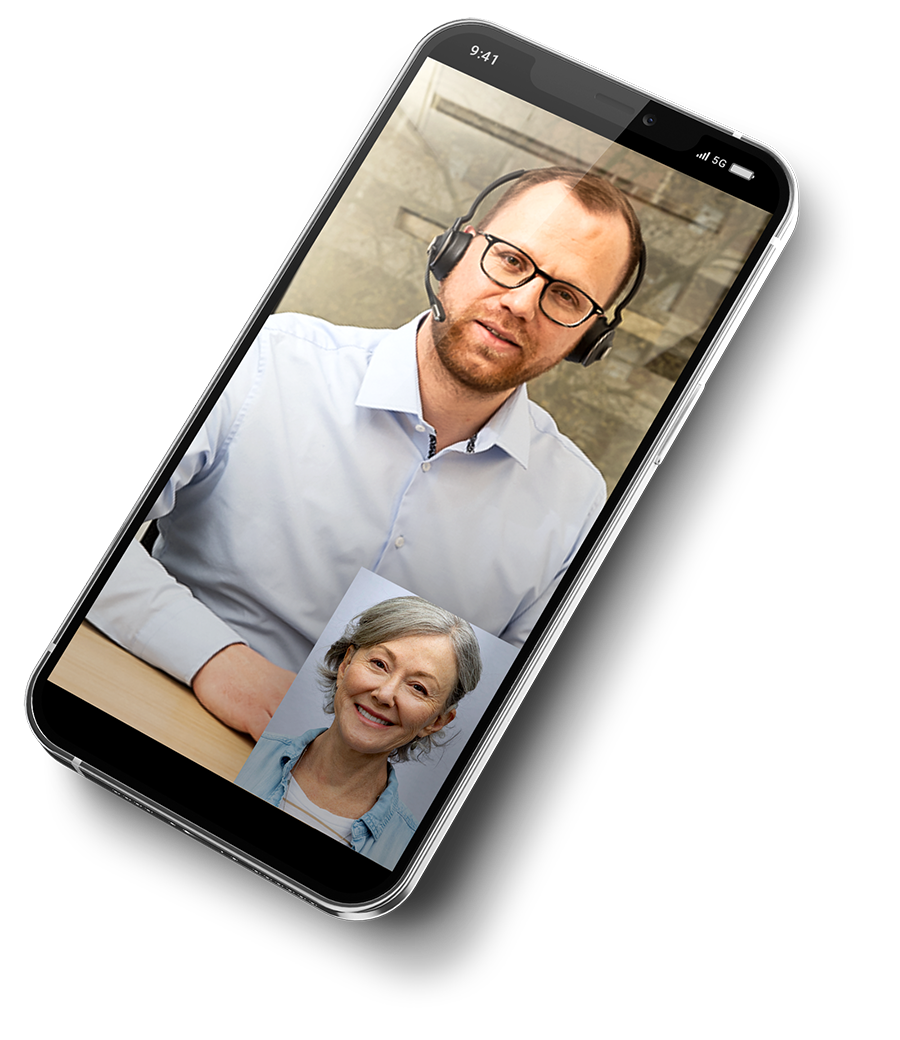 A man and a woman have a video call
