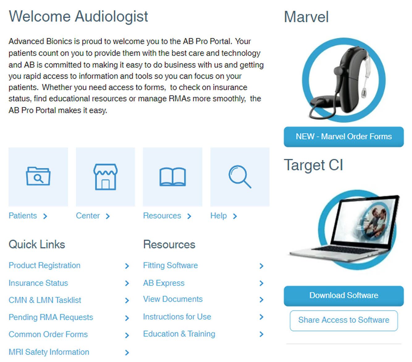 Mockup of AB ProPortal web page