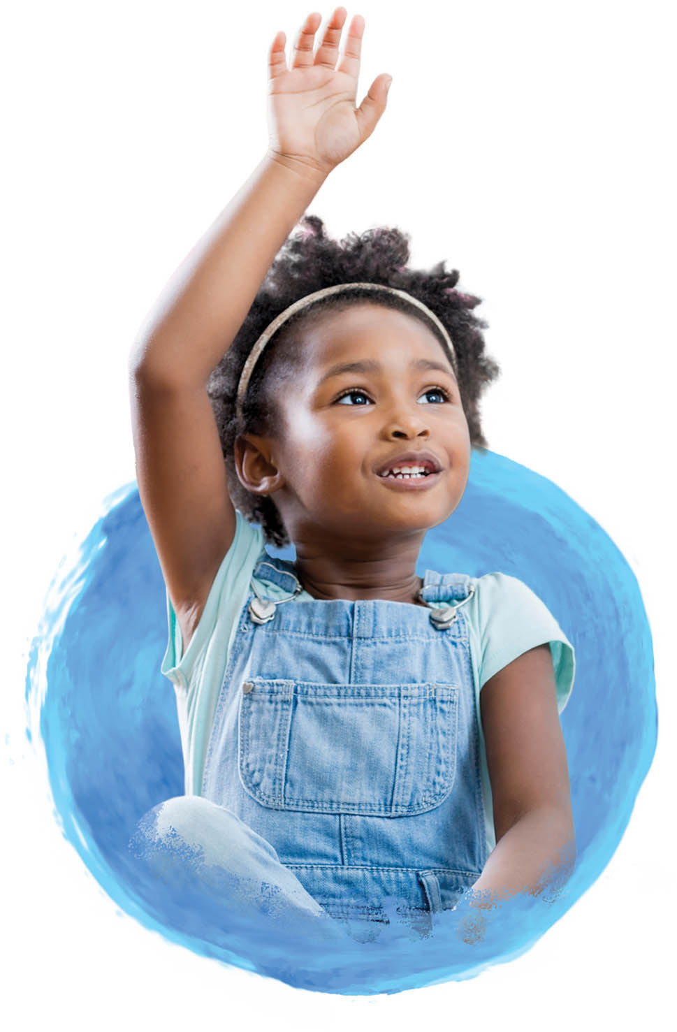 a child raises her hand