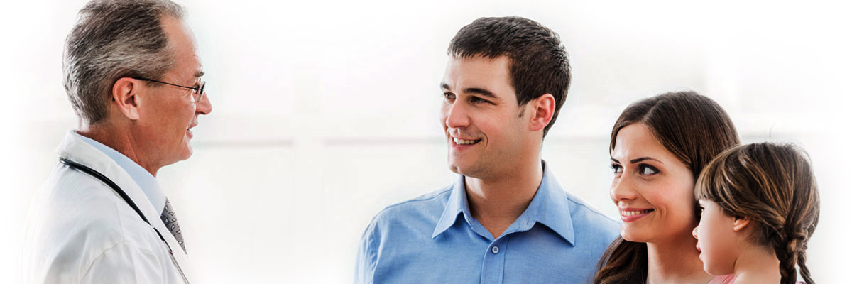 A medical doctor speaks to some patients