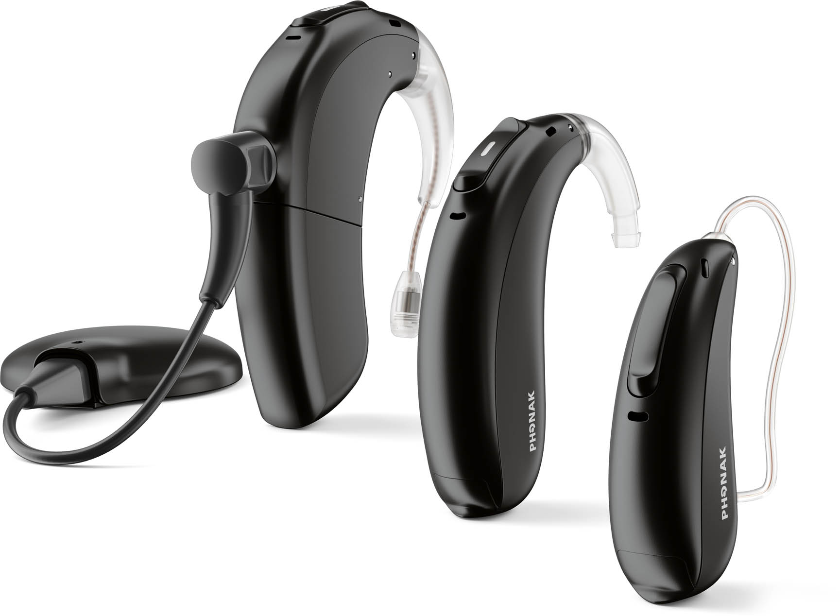 Advanced Bionics Marvel family showing Marvel CI, Phonak Naida Link M, and Phonak CROS for Marvel CI