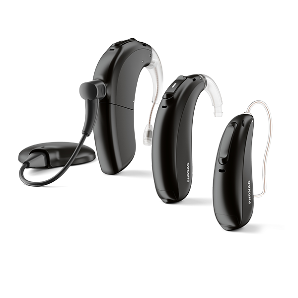 Naída CI M cochlear implant sound processor with Phonak Naída Link M